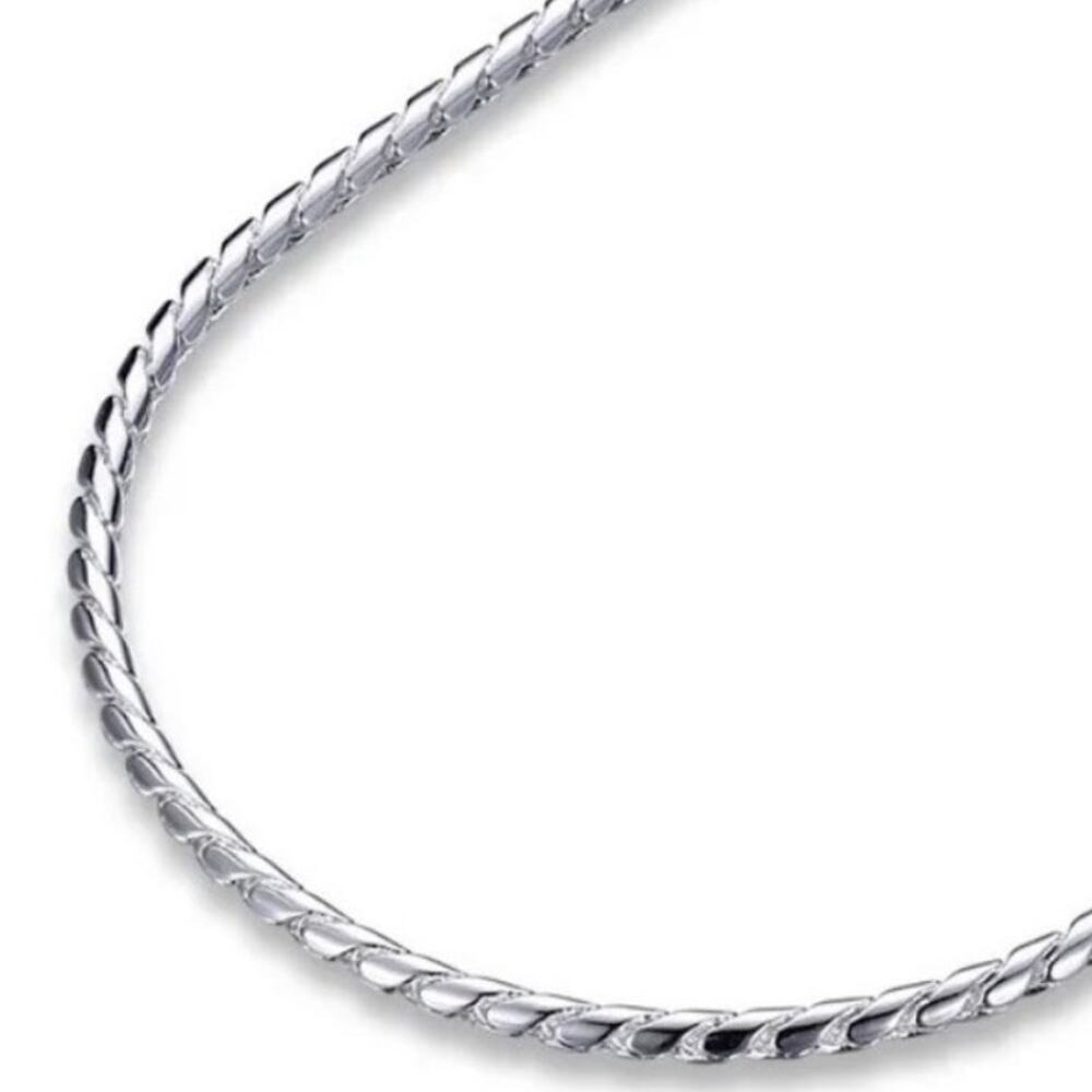 3MM Twisted Necklace Silver Color Chain 20 inches